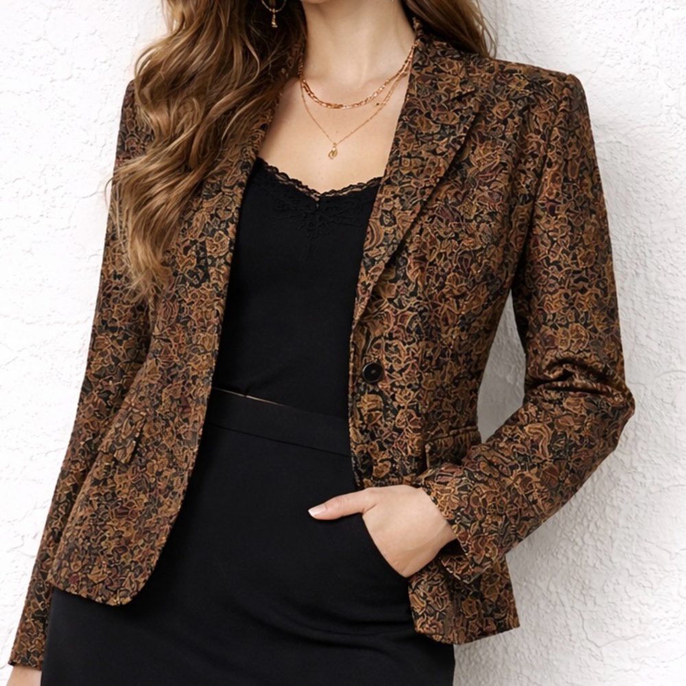 VTG Drapers & Damons Paisley Tapestry‎ Brocade Jacket Women’s 10 Gold Cropped